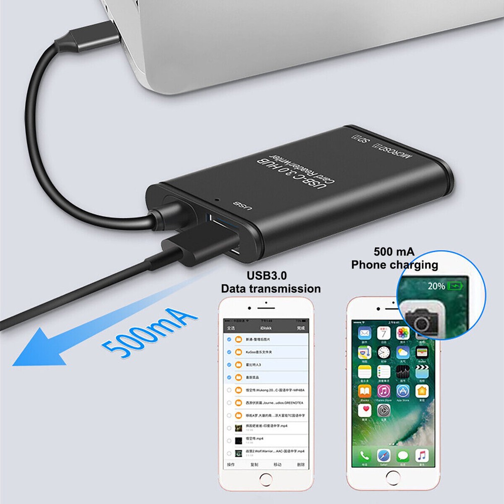 3 in 1 USB C to SD Card Reader Writer OTG Adapter Micro SD Memory Card Reader