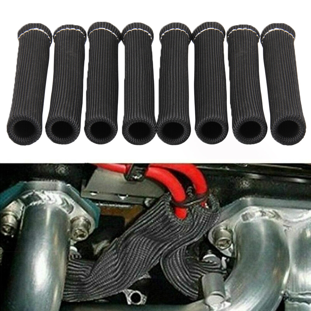 8 Spark Plug Boot Protector 2500° Spark Plug Heat Sleeve Wire Cover For SBC BBC
