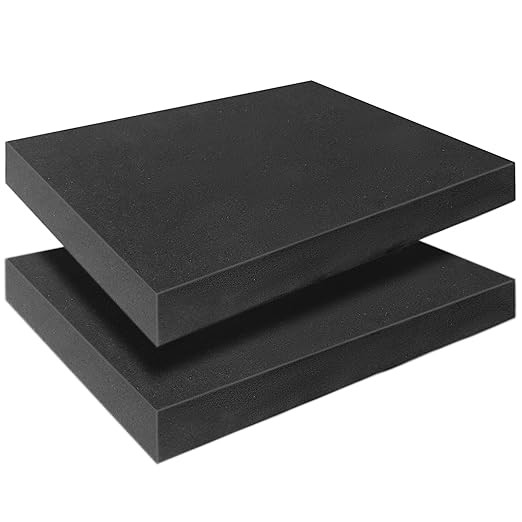 Black Polyurethane Foam Inserts for Cases, 2 Pcs 16 x 12 x 2 Inch, Cuttable