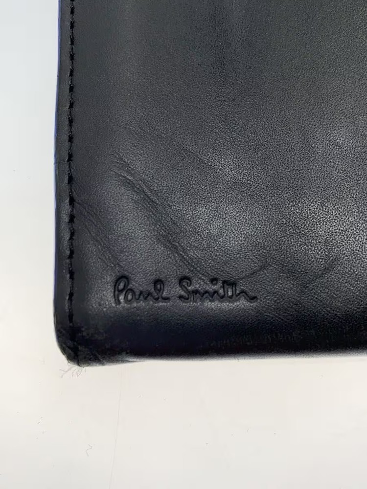 Paul Smith Long Wallet Leather Black Plain Men's