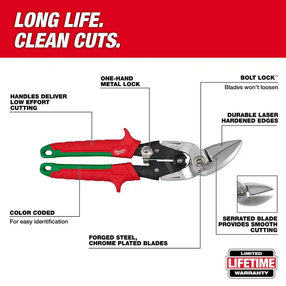 MILWAUKEE Left and Right Offset Aviation Snips (2-Pack)