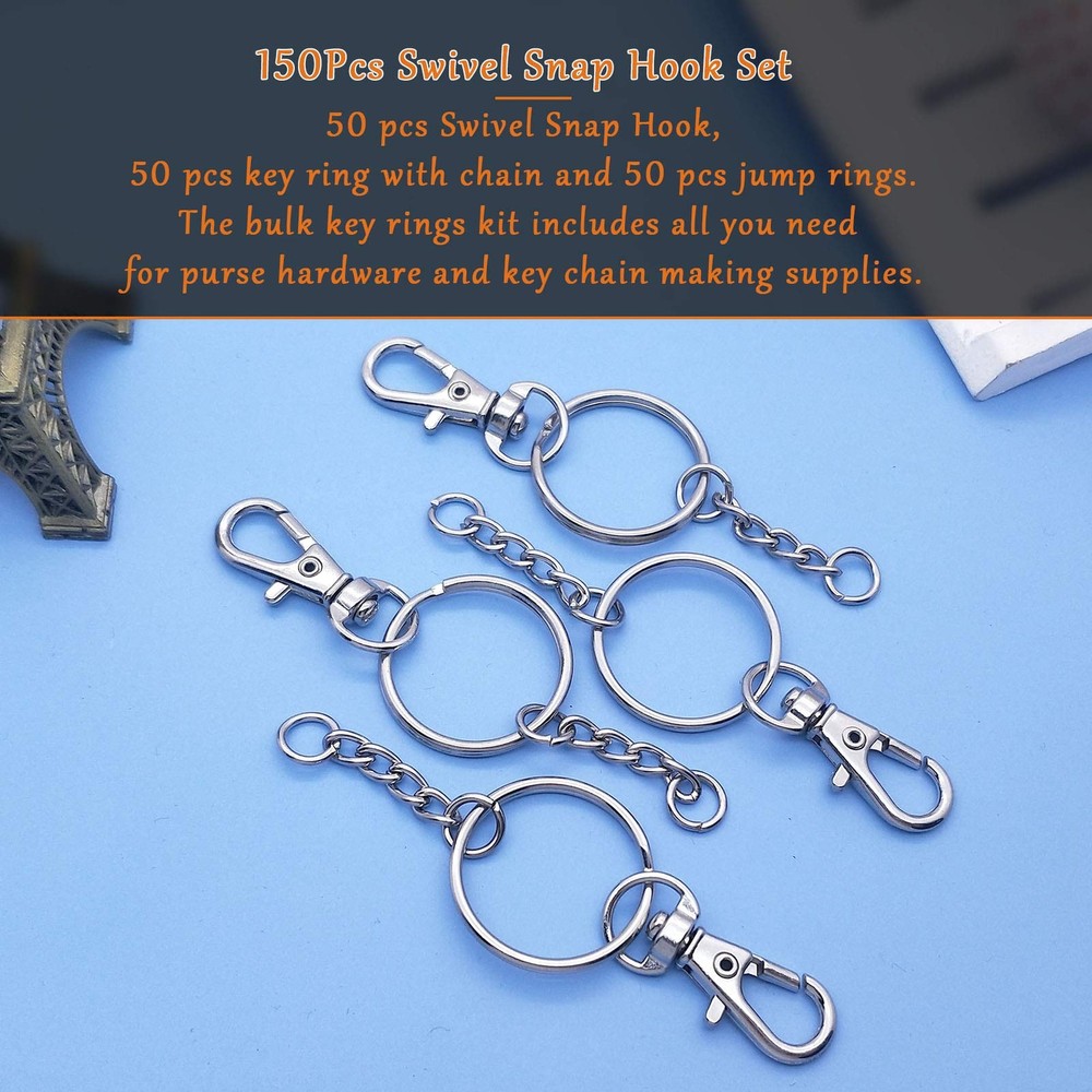 150Pcs Swivel Snap Hook Set,Stainless Small, Set
