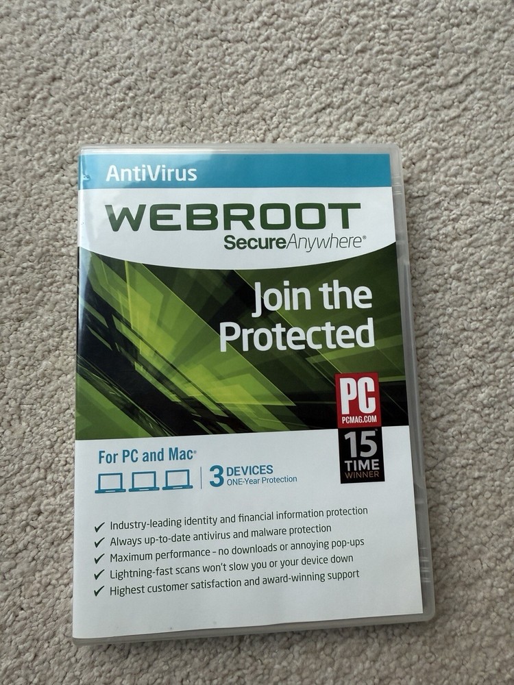 Internet Security Webroot Secure Anywhere Advanced Antivirus Security PC & Mac