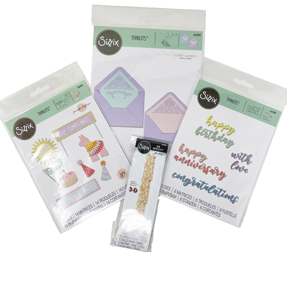 Sizzix Thinlits Cutting Dies Spanish Celebration Birthday Bundle NEW