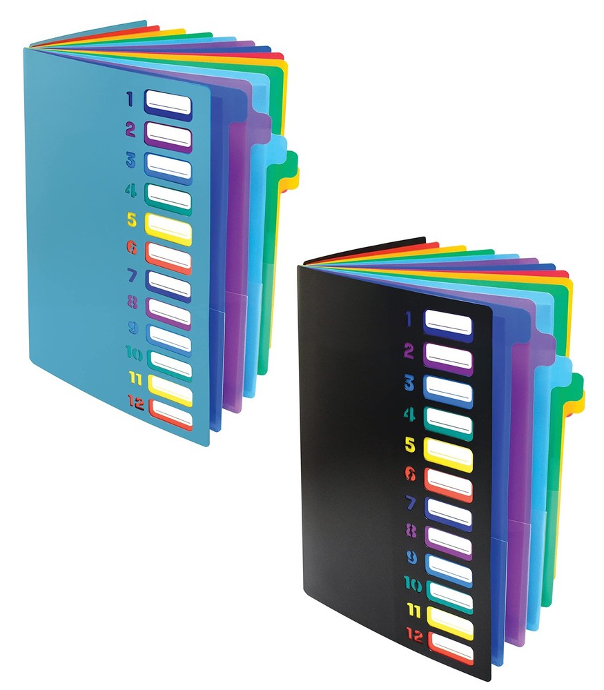 Better Office Products 24 Clear Pocket Expanding File Folder with Multicolor