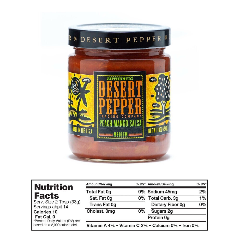Desert Pepper Peach Mango Salsa - Medium - 16 oz (Pack of 6)