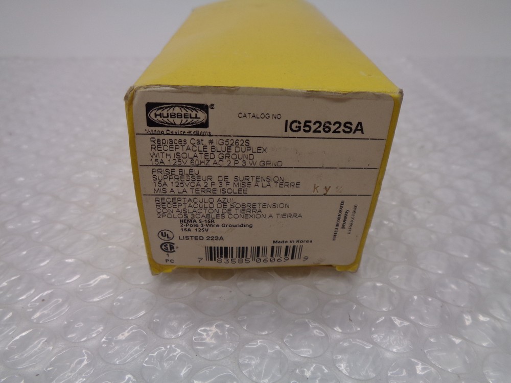 HUBBELL IG5262SA RECEPTACLE NSMP