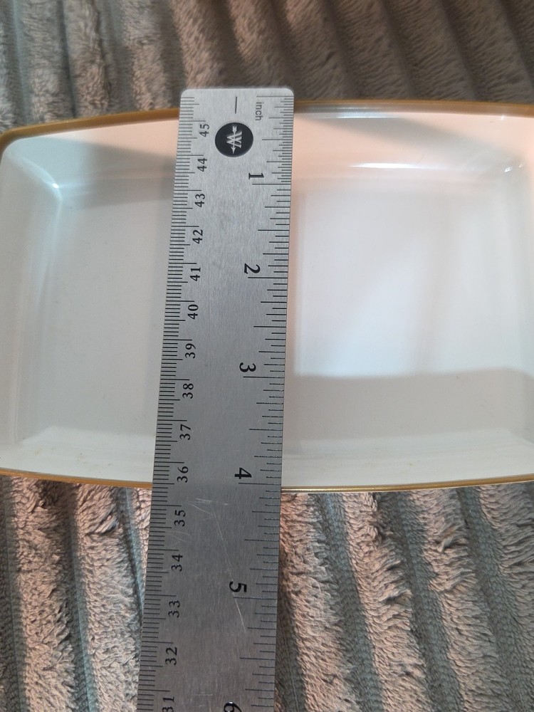 Set 10 Delta Airlines White Gold Trim Plastic Rectangular Bread Dessert Dish Vtg