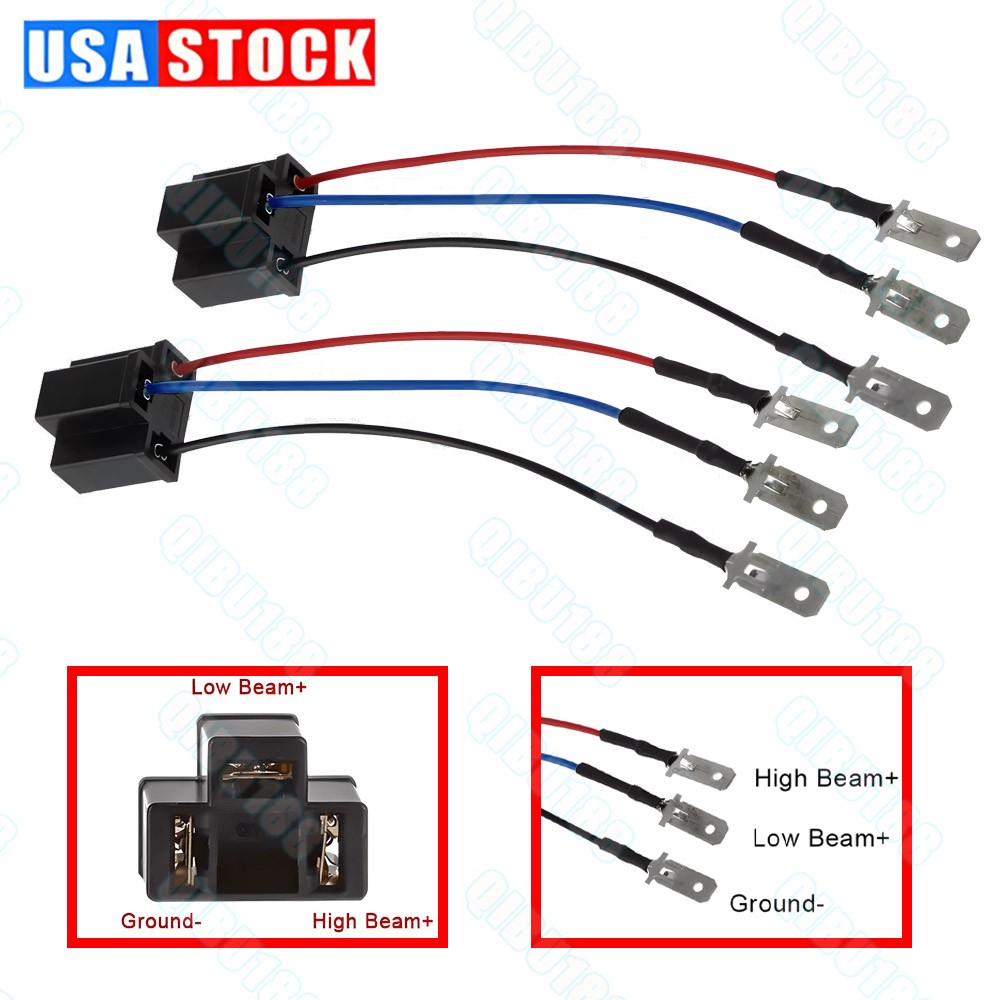 2Pcs 9003 H4 Headlight Heavy Duty Wire Harness Female Socket Extension Connector