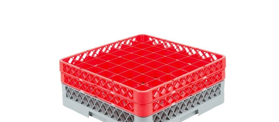 2 PACK Restaurant Dishwasher Glass Rack with 49 Compartments and TWO Extender