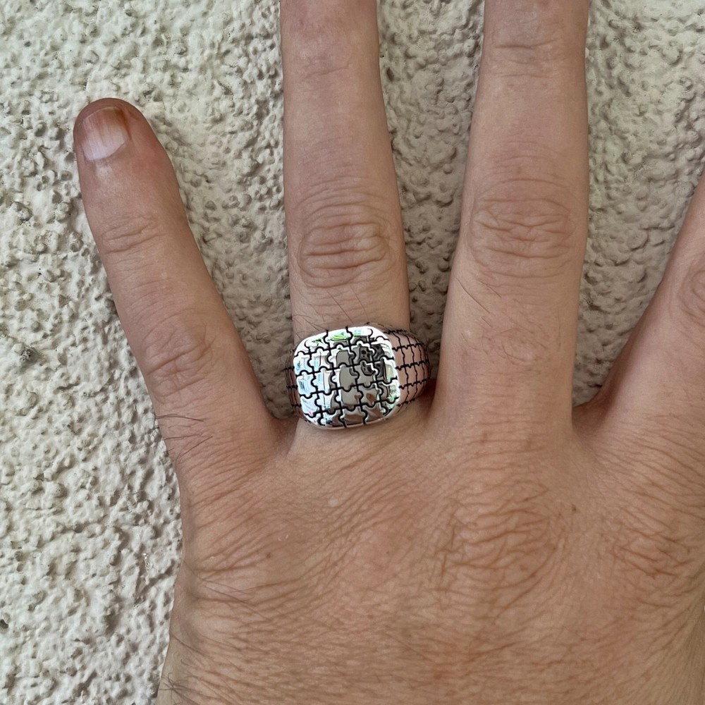 Men's Ring Solid Real 925 Sterling Silver Puzzle Design Size 7-15