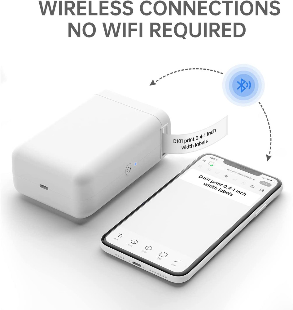 Label Maker Machine D101 Label Printer Portable Wireless Connection Multiple Tem