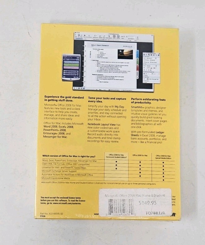 Microsoft Office 2008 Home & Student Edition for Mac Sealed