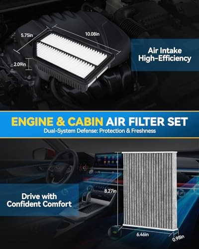 Engine & Cabin Air Filter Set, Compatible With Kia Soul 2014 CA11206+CF12002