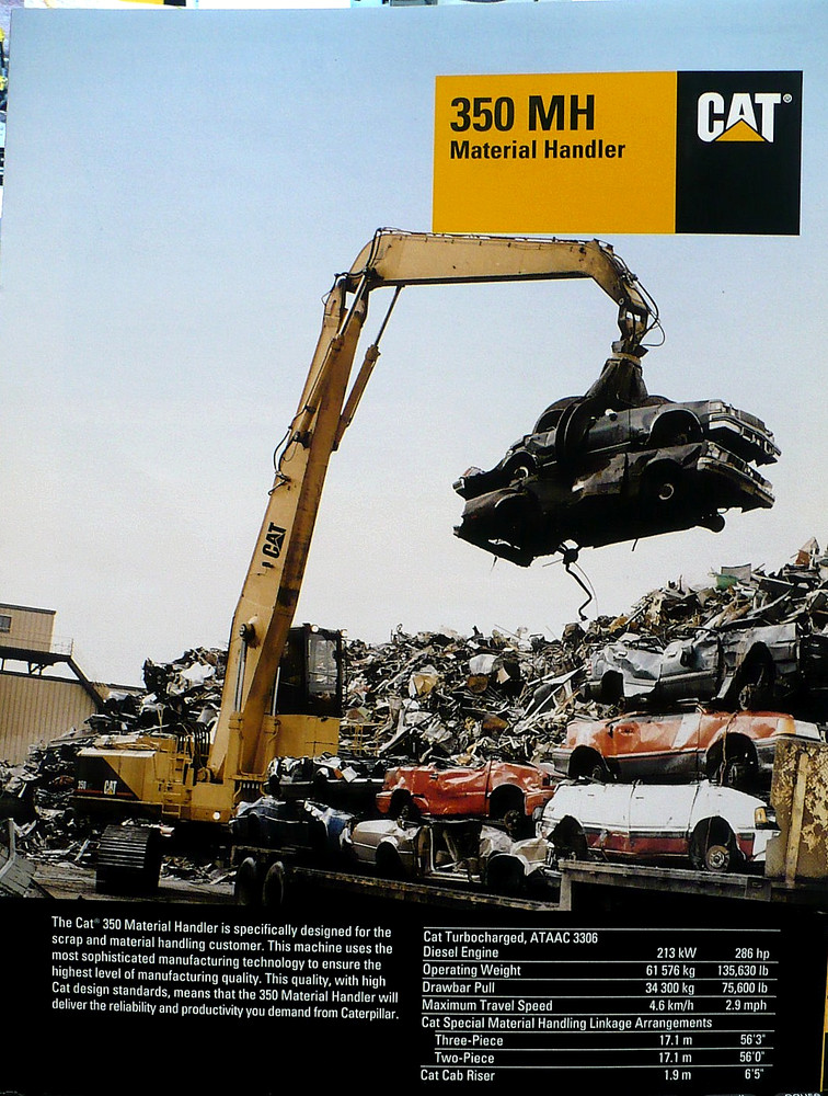 1998 CATERPILLAR MODEL 350MH BROCHURE (MATERIAL HANDLER)