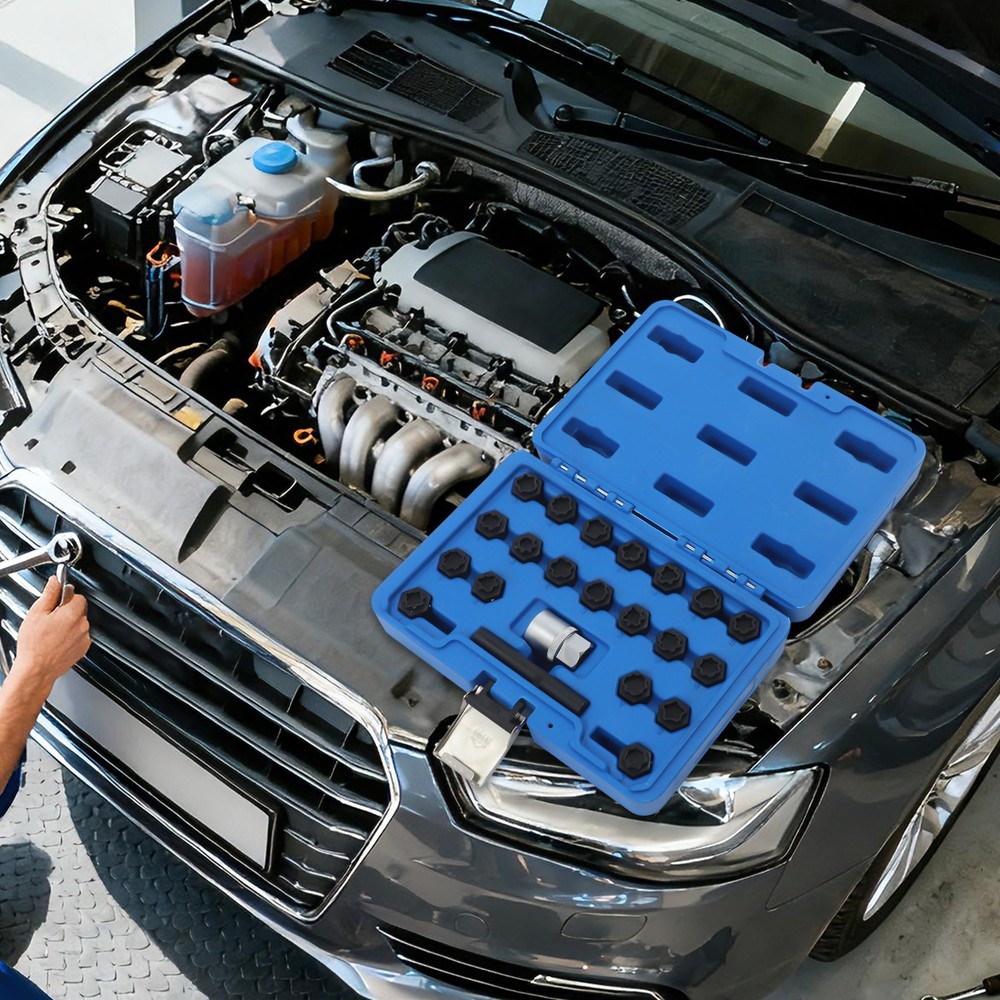 22pcs Universal Wheel Locking Key Socket Wheel Rim Lug Nut Master Removal Tool