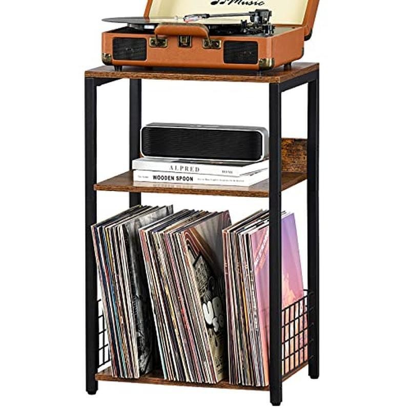 3 Tier Record Player Stand Vinyl Display Storage Table Rustic Versatile Antirust
