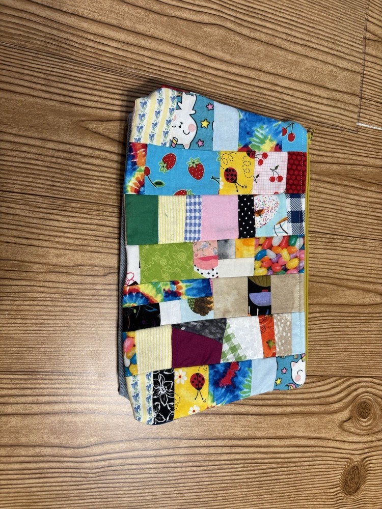 Patchwork zippered Sock Sack, bag,small project bag, small storage bag