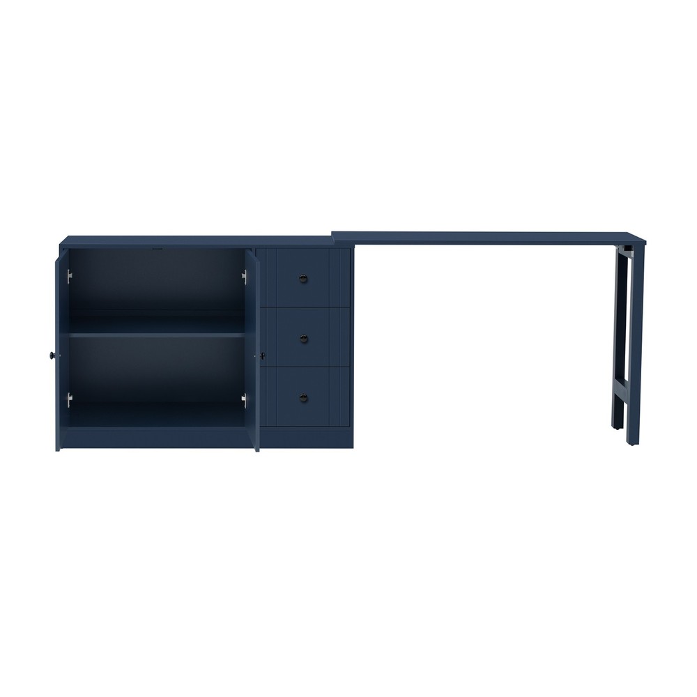 89.7'' Multifunctional Wooden Sideboard (Extendable Table, 2 Doors+3 Drawers)