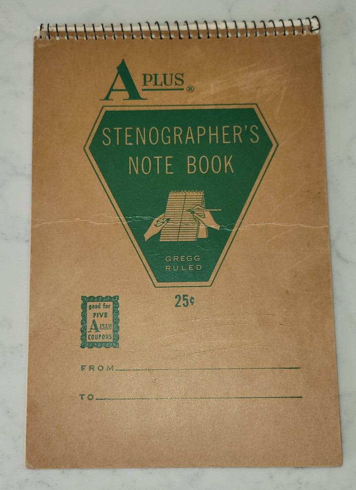 Vintage ~ Gregg Ruled Stenographers' Note Book ~ A Plus Notebook