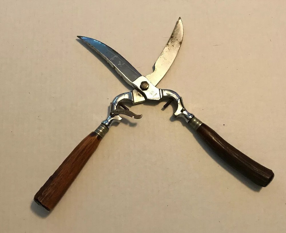 E. Spitzer SOLINGEN GERMANY Chrome & Antler HANDLE HUNTING Snips Scissors