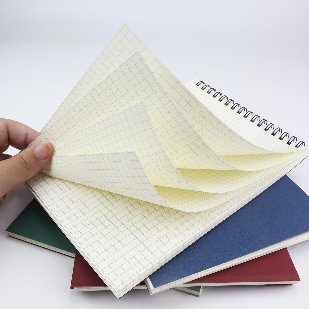 4 Pack Graph Paper Notebook, A5 Top Wirebound Grid Spiral Notebook 5.8" x 8.3",6