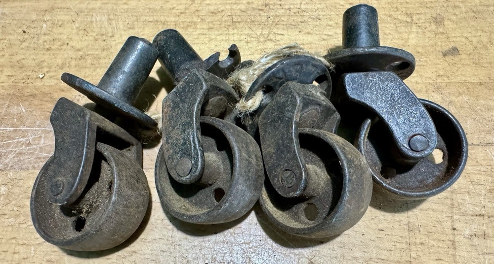 Antique Victorian Cast Iron Caster Wheels Lot