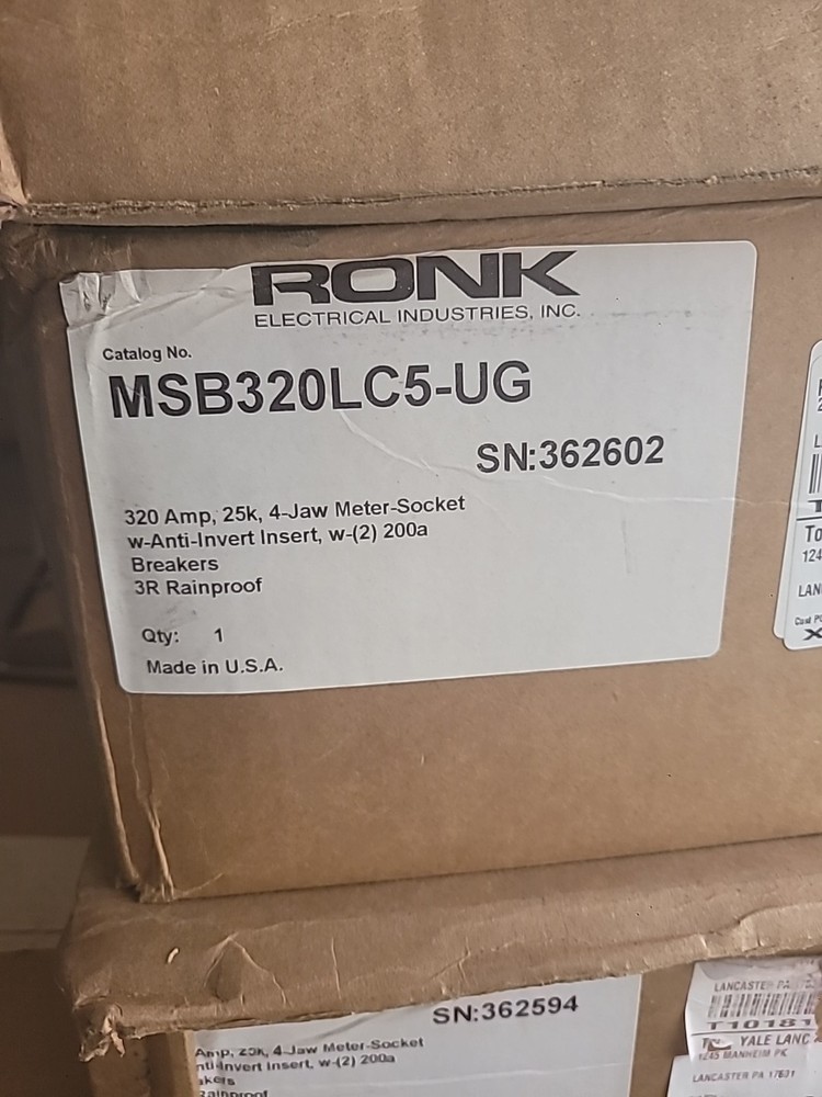Ronk MSB320LC5-UG Meter Base 320/400 Amp Single Phase Lever Bypass + Breakers