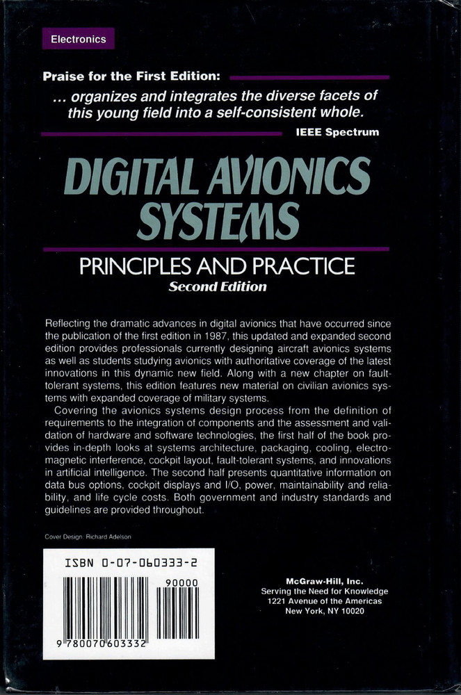 Book Digital Avionic Systems Principles and Practice, 2nd Ed 1993 Cary R Spitzer