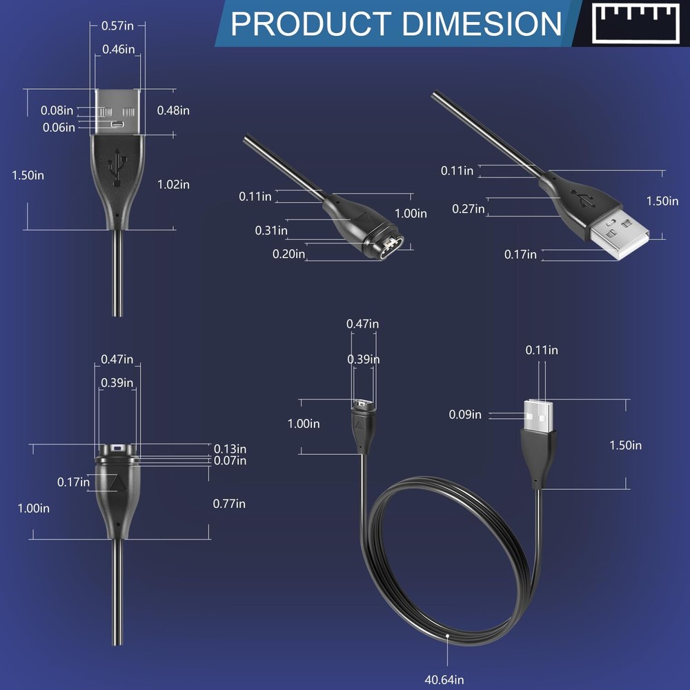 Universal USB Charger Cable 010-12491-01 for Garmin Multiple Watch Devices 2Pack
