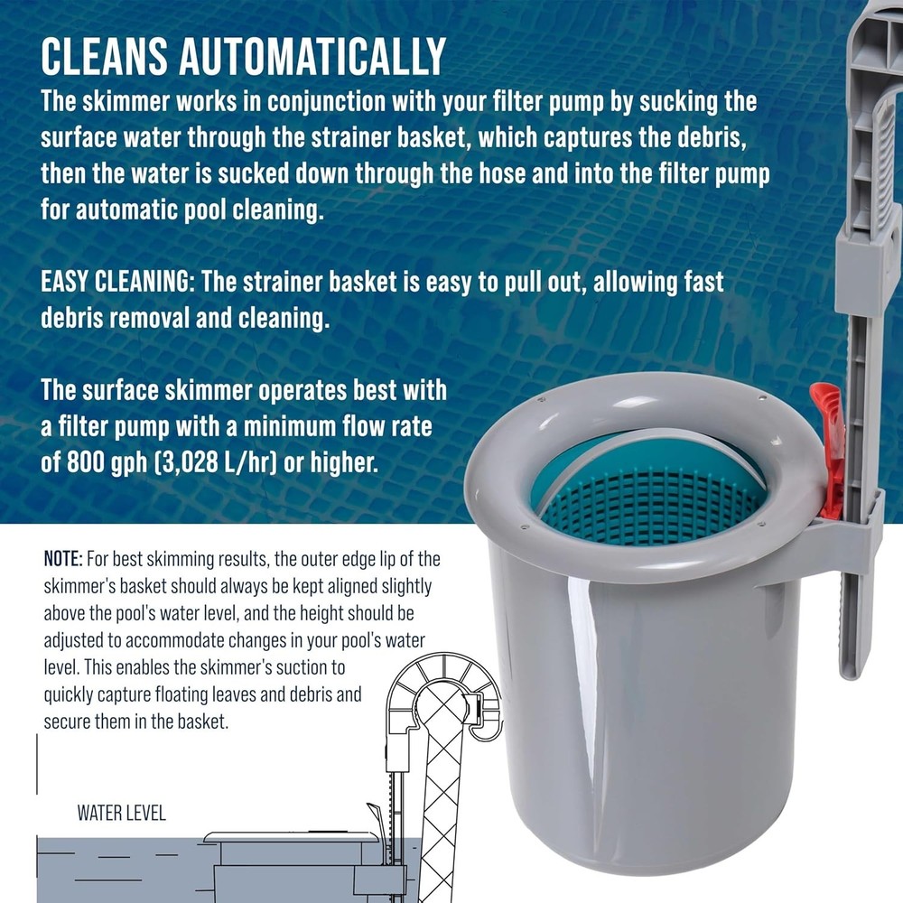 Pool Surface Skimmer - Attaches to Various Frames