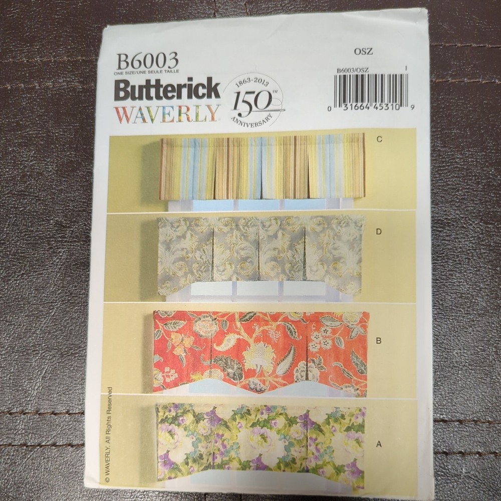 Buttrick Waverly Valances in 4 style options, 150th anniversary pattern