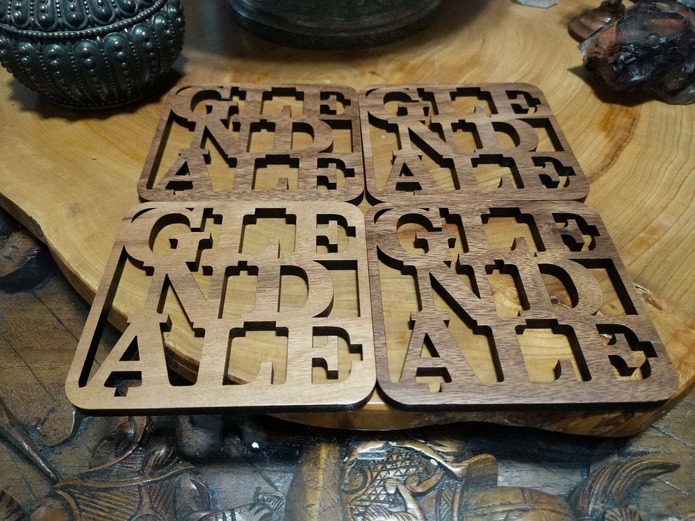 Grainwell laser cut wood coasters. Glendale, OH