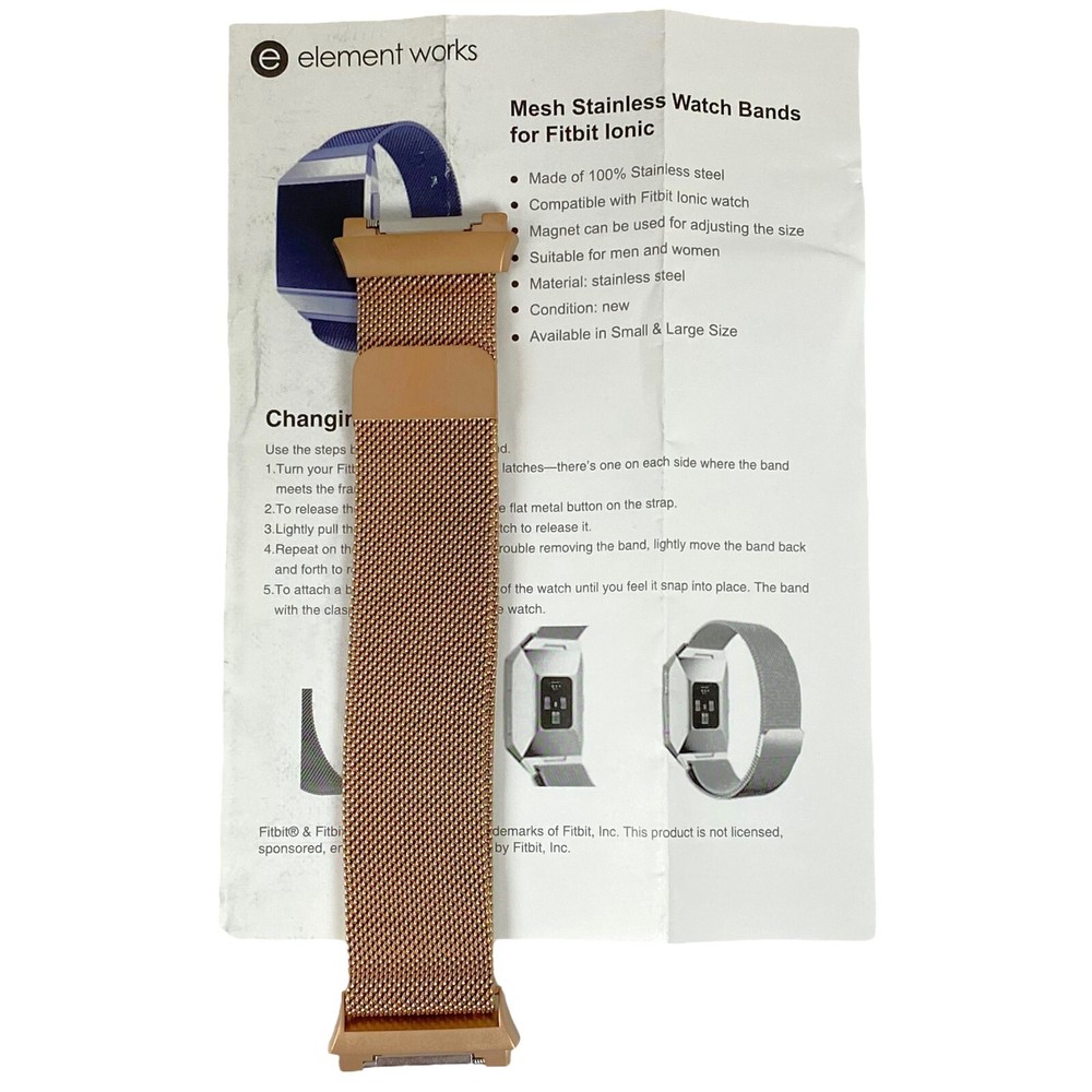 Element Works Mesh Loop Stainless Steel Band for Fitbit Ionic Rose Gold-Tone
