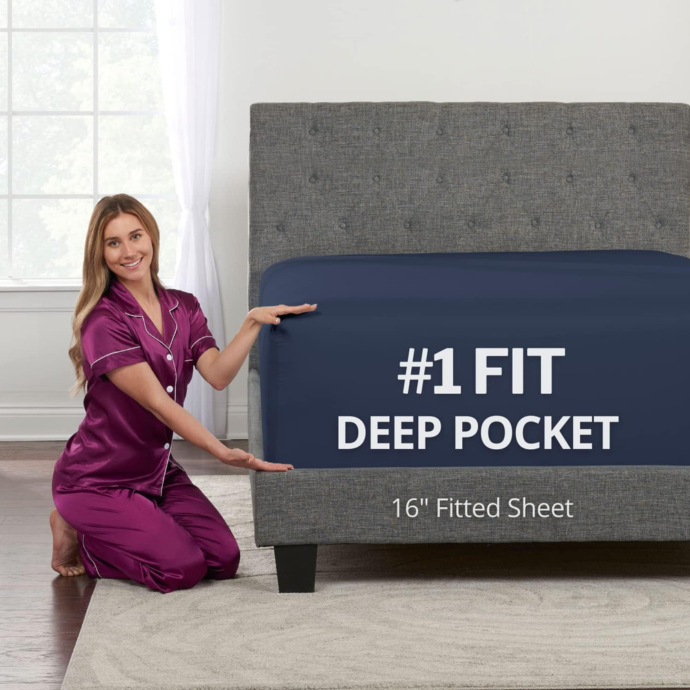 Queen Size Fitted Sheet Only - Real 16” Inch Deep Pocket Queen Fitted Sheet - Be