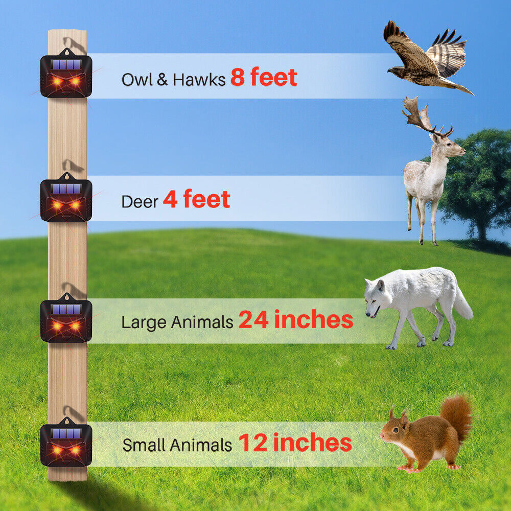 4Pcs Solar Predator Guard Light Red LED Deterrent Light Night Animal Repeller