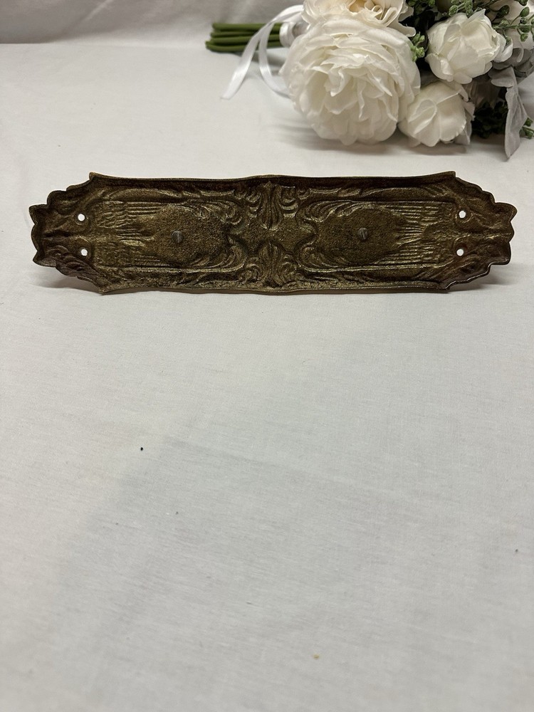 Vintage Brass Drawer Pull Ornate With Ducks/Swans 11”