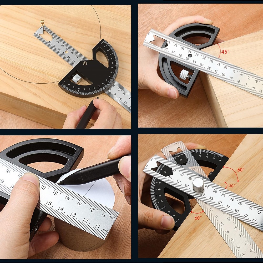 Protractor Angle Finder Carpenter Square Adjustable Aluminum Protractor Squar...