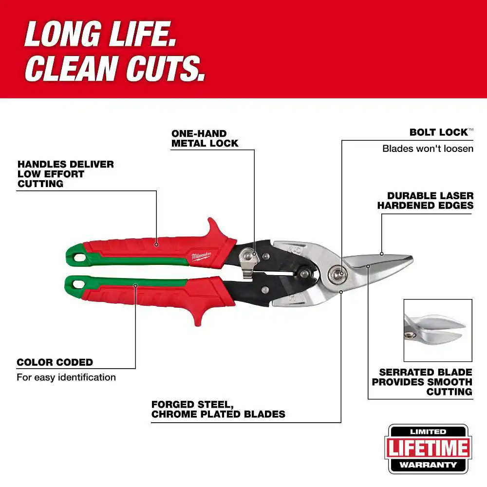 Left, Right, and Straight Aviation Snips Set (3-Pack)