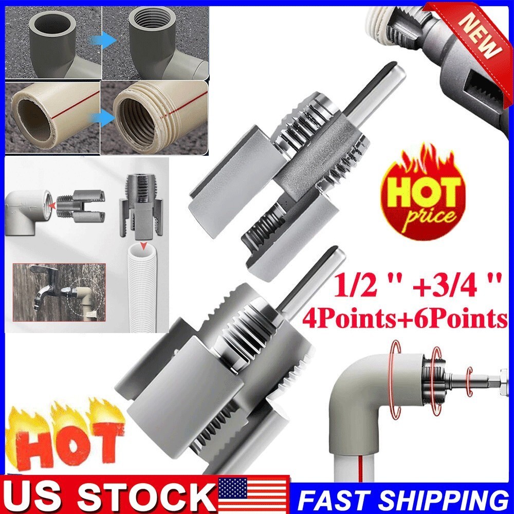 2pcs Integrated Internal & External Pipe Threading-Tool, PVC Pipe Threader Kit ~