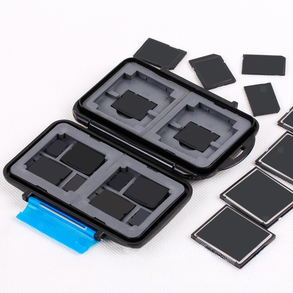 SD Card Storage Case SD Card Holder Dustproof Waterproof for 4CF 8SD 12 Slots TF