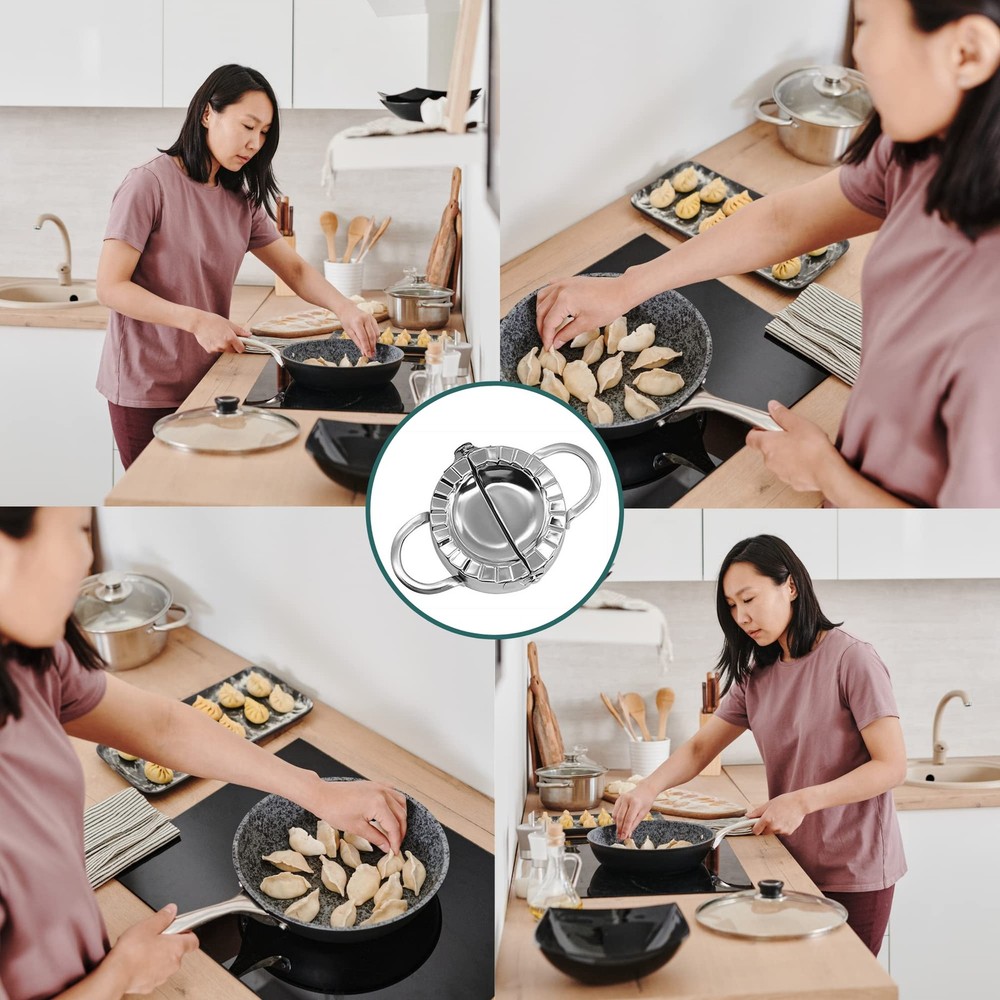 AMGOYA Dumpling Maker Kit Stainless Steel Large Standard-Size, Silver