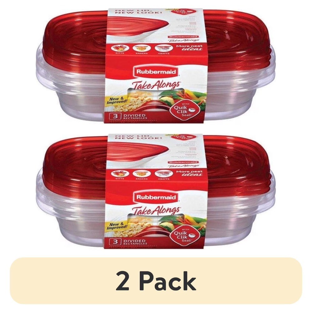 Divided Rectangular Food Storage Containers Take Along 3.7 Cup 3 Pack Set