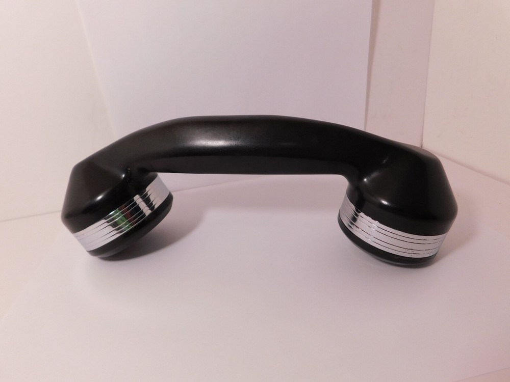 1 AUTOMATIC ELECTRIC Chrome Banded HANDSET w/Elements & Cleaned Tested & Working