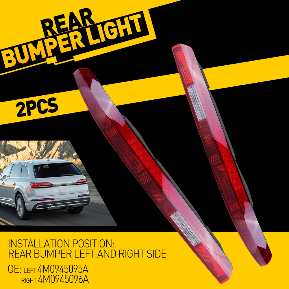 Pair Rear Bumper Stop Lamp Light Reflector For Audi Q7 2016 2017 2018 2019 2020