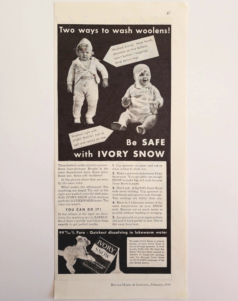 1934 Ivory Snow Laundry Detergent Advertisement Ephemera