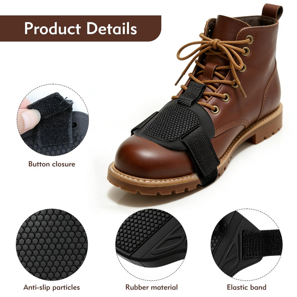 4 PCS Motorcycle Shoe Protector Adjustable Anti-Slip Shoe Boot Protector Black