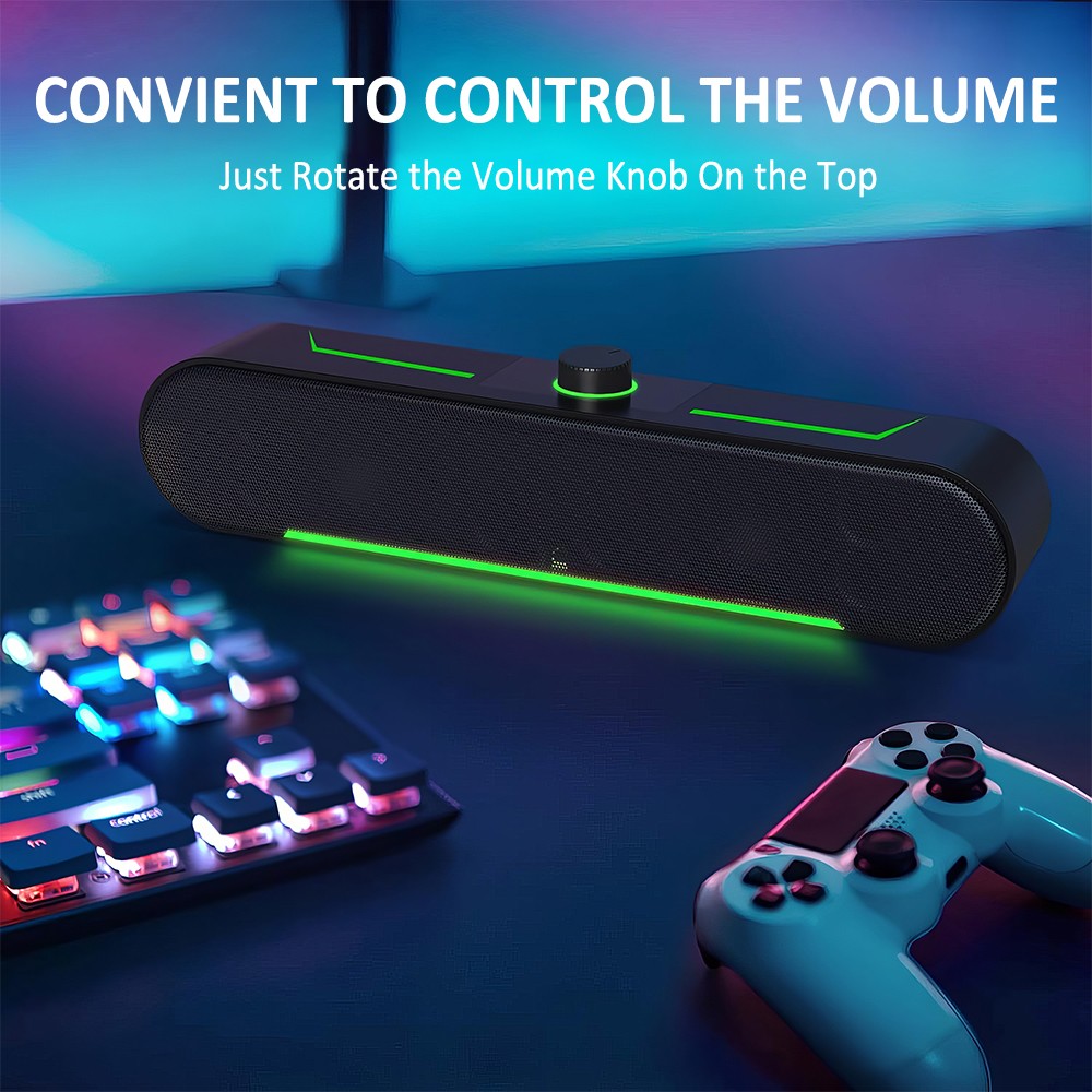 LED Computer Speaker Bluetooth Wired USB-Powered Sound bar for PC Desktop Laptop