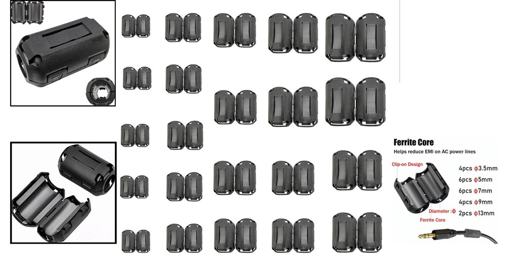 Ferrite Beads 22-Piece Set - Effective EMI Filter for Home Electronics