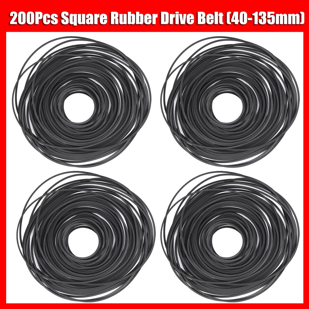 200 PCS Square Rubber Drive Belt For Cassette Player Recorder Repair Replacement